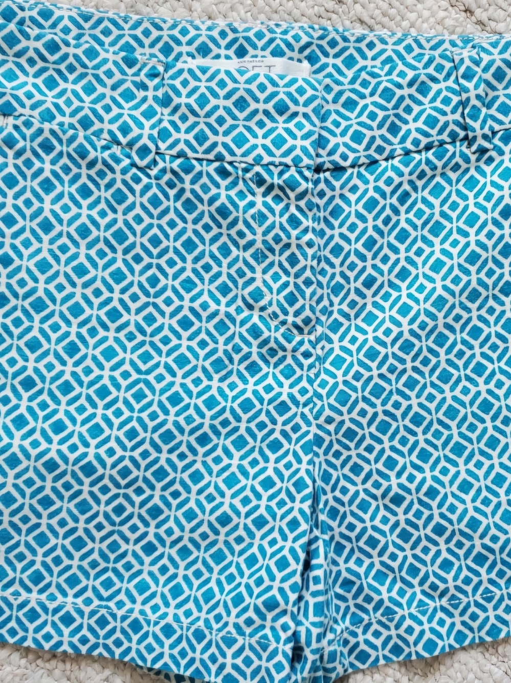 LOFT Blue and White Geometric Women's Shorts